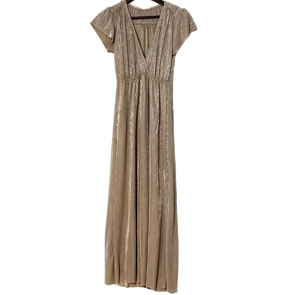 Baltic Born Athena Pleated Wedding Maxi Dress Gold Bridesmaid